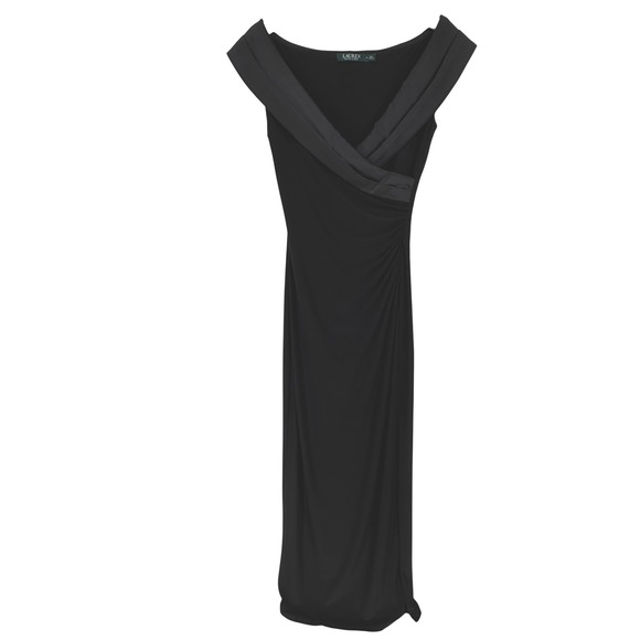 Lauren Ralph Lauren Dresses & Skirts - Ralph Lauren Black Off The Shoulder Satin Trim Evening Gown Dress 4 Minimalist